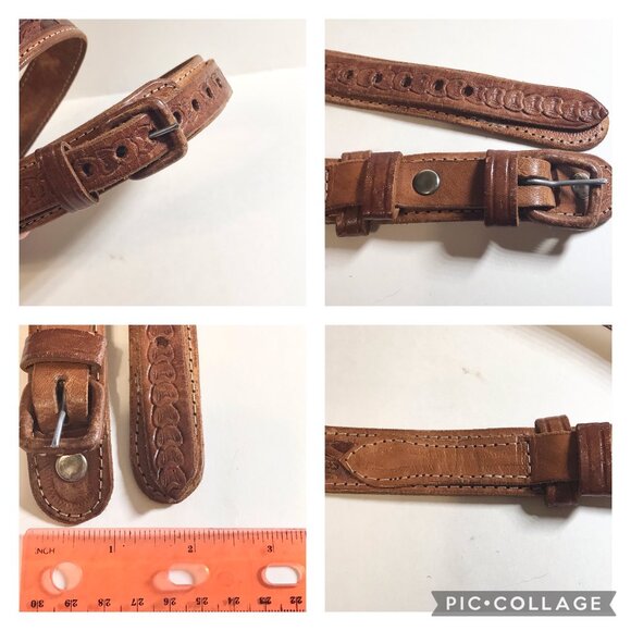 Vintage Handcrafted Tooled Mens Womens Brown Leather Belt Size 32 S/M 30"-34" - Picture 16 of 16